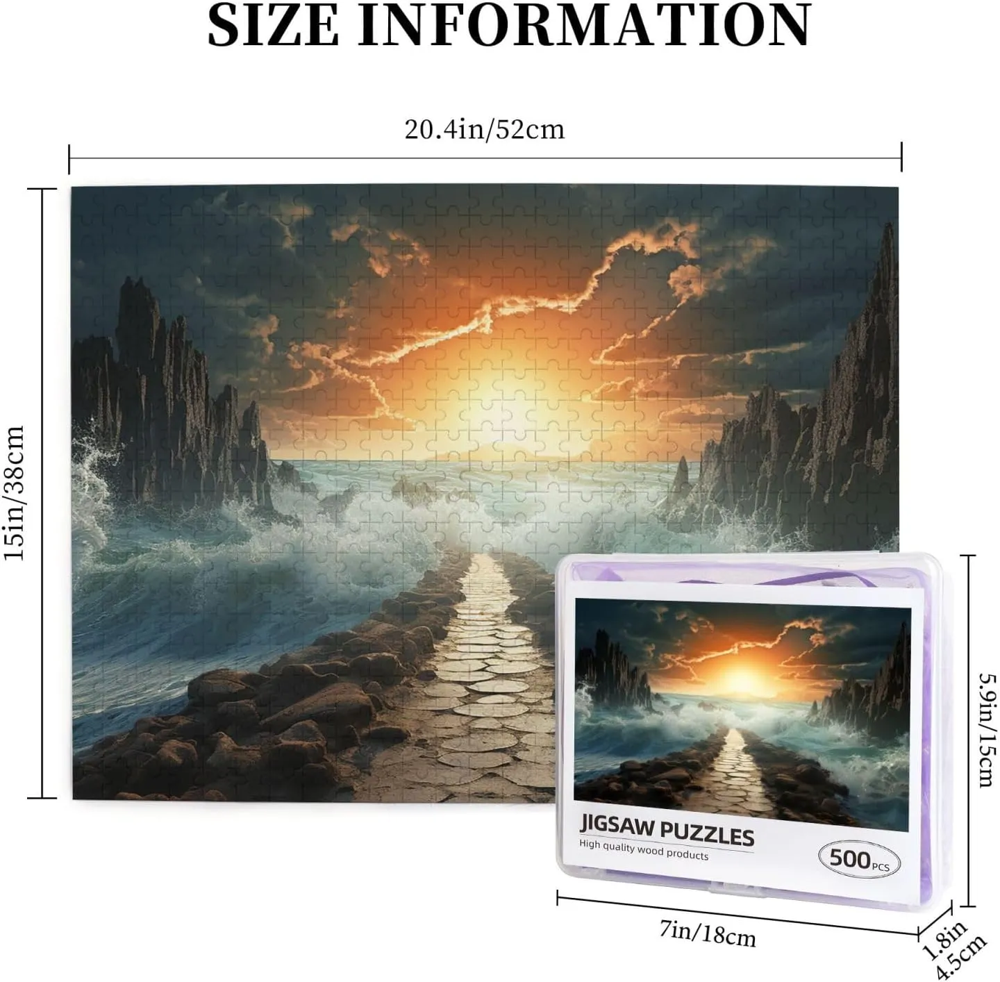 Divided Sea Pathway Puzzles 500 Pieces Personalized Jigsaw Puzzles Photos Puzzle for Adults Challenging Picture Puzzle with Storage Bag Puzzles for Men Women Home Decor (20.4" x 15")