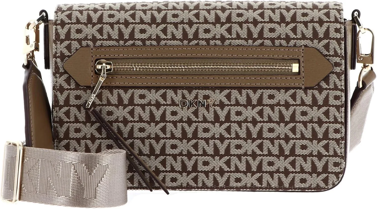 DKNY Women's Bryant Ave Mid Flap Crossbody Bag, Chino/Shitake, Chino/Shitake
