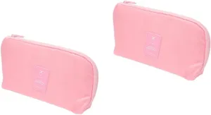 DOITOOL 2pcs Mini Carrying Pouch Cable Storage Bag Storage Pouch Pink Data Line Travel Large Capacity Bag