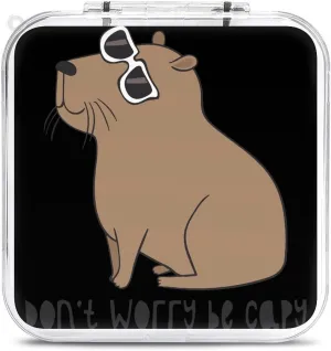 Don't Worry Cute Capybara 12 Game Card Holder Case Portable Hard Shell Box Compatible with Switch Gifts for Game Lover