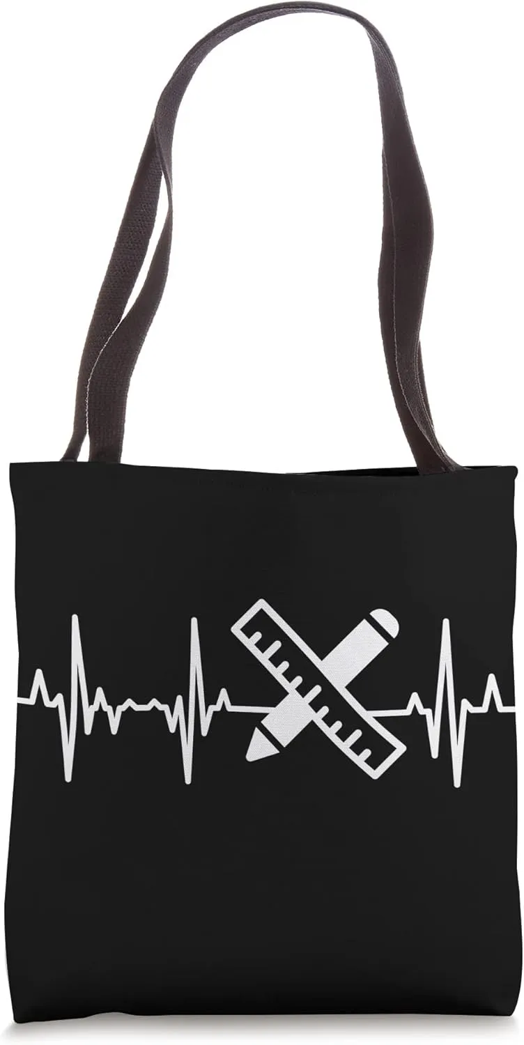 Draftsman Heartbeat Draughtsman Pulse Line Architect Tote Bag