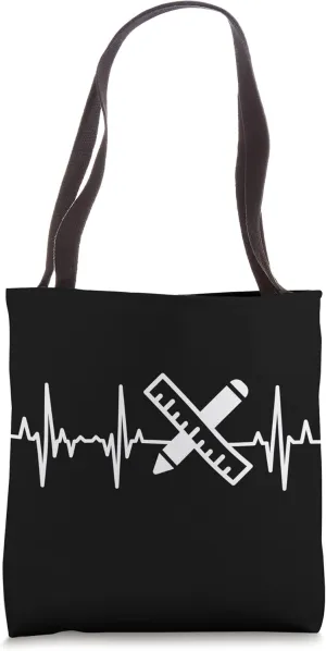 Draftsman Heartbeat Draughtsman Pulse Line Architect Tote Bag