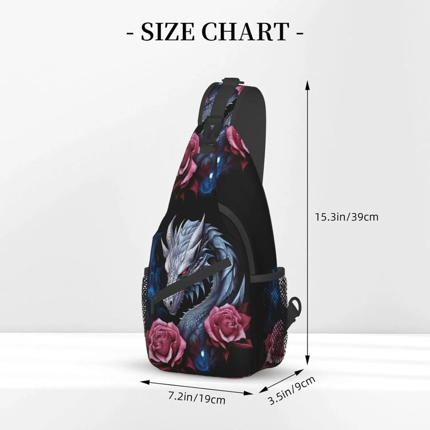 Dragon And Rose Sling Backpack Hiking Backpack Crossbody Bag Sports Lightweight And waterproof Chest Bag Shoulder Bag For Women Men