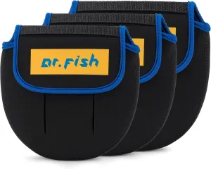 Dr.Fish Spinning Fishing Reel Cover, Fits 1000-6000 , Neoprene Protective Bag with Handle Slot, Spinning Reel Storage Case Pouch Accessories Mixed of 3