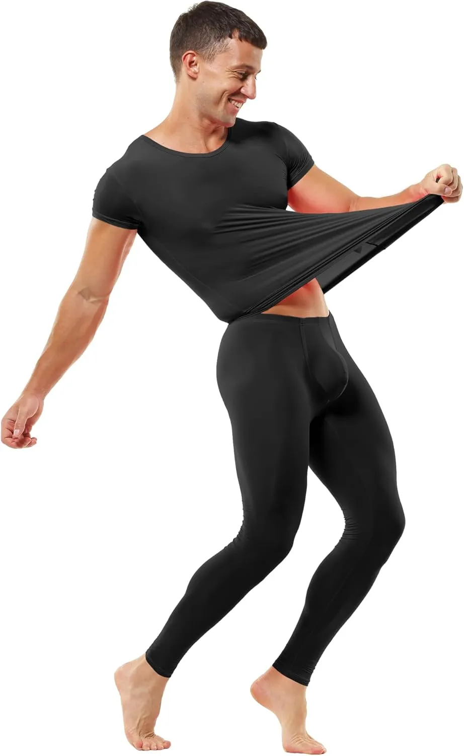 DTODWW Men's Tights Pants Underwear Long Trousers Lightweight Workout Base Layer Leggings for Yoga Dance