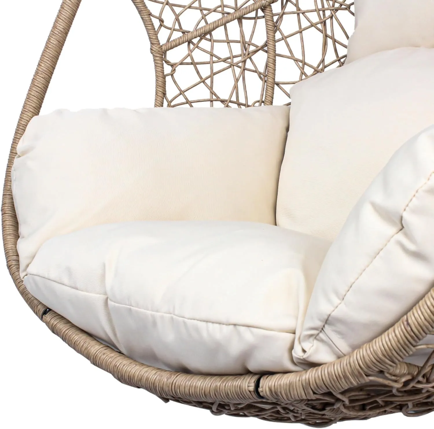 Egg Swing Chair with Stand, Hammock Rattan Lounge Chair, Waterproof and Fade-Resistant High-Density Cushions for Indoor Outdoor, Front and Back Garden, Rain Cover (Natural-Wicker-Foam)