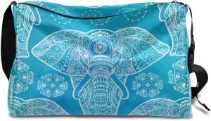 Elephant Totem Pattern Small Gym Bag for Men Women Workout Sport Duffle Bag Waterproof Weekender Overnight Bag Lightweight Carry on Tote Bag Crossbody Shoulder Travel Bag for Swim Yoge Dance