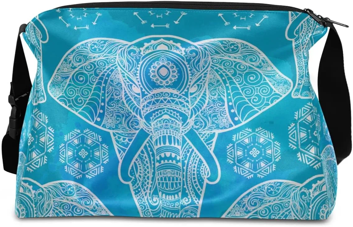 Elephant Totem Pattern Small Gym Bag for Men Women Workout Sport Duffle Bag Waterproof Weekender Overnight Bag Lightweight Carry on Tote Bag Crossbody Shoulder Travel Bag for Swim Yoge Dance