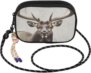 Elk Portrait Vintage Crossbody Bags for Women Cell Phone Purses Women's Shoulder Handbags Wallet Purse with Adjustable Strap