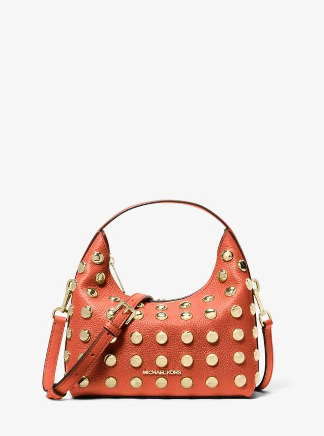 Ember Small Embellished Pebbled Leather Messenger Bag