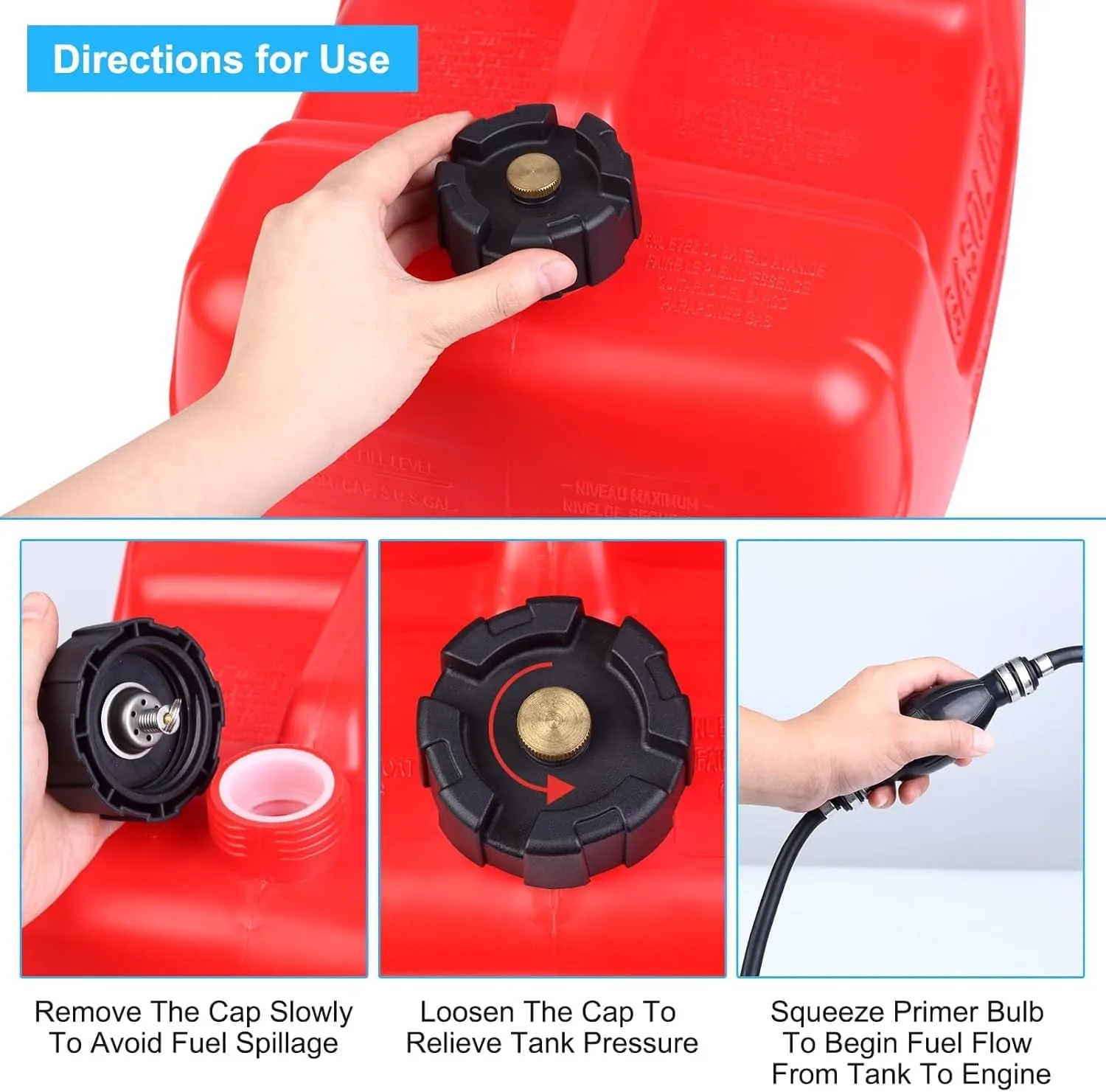 EPA-Compliant 3 Gallon Marine Tank – Leak-Resistant Portable Storage for Boating, Outboard Motors & Outdoor Power Equipment