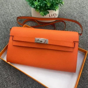 Epsom Leather Inspired Kelli to Go Long Wallet Woman Clutch Bag