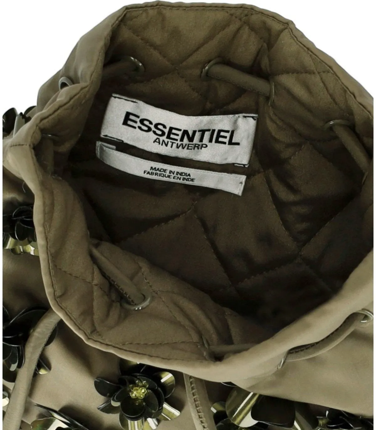 Essentiel Antwerp Encoded Khaki Green Bucket Bag
