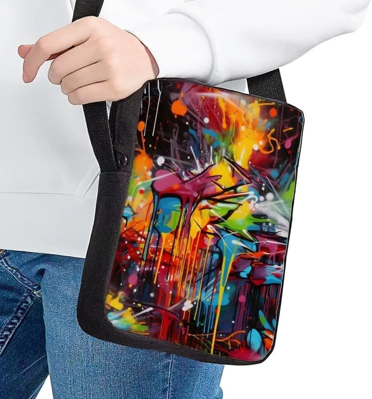 Ethnic Small Wallet Bag for Women Fashion Crossbody Purse Bags Owl Dinosaur Lightweight with Back Zipper Card Slots