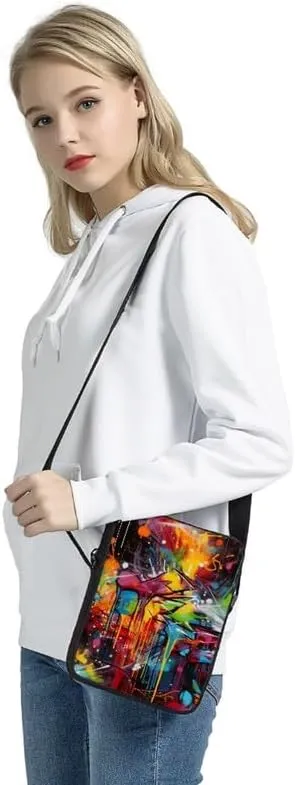 Ethnic Small Wallet Bag for Women Fashion Crossbody Purse Bags Owl Dinosaur Lightweight with Back Zipper Card Slots