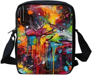 Ethnic Small Wallet Bag for Women Fashion Crossbody Purse Bags Owl Dinosaur Lightweight with Back Zipper Card Slots
