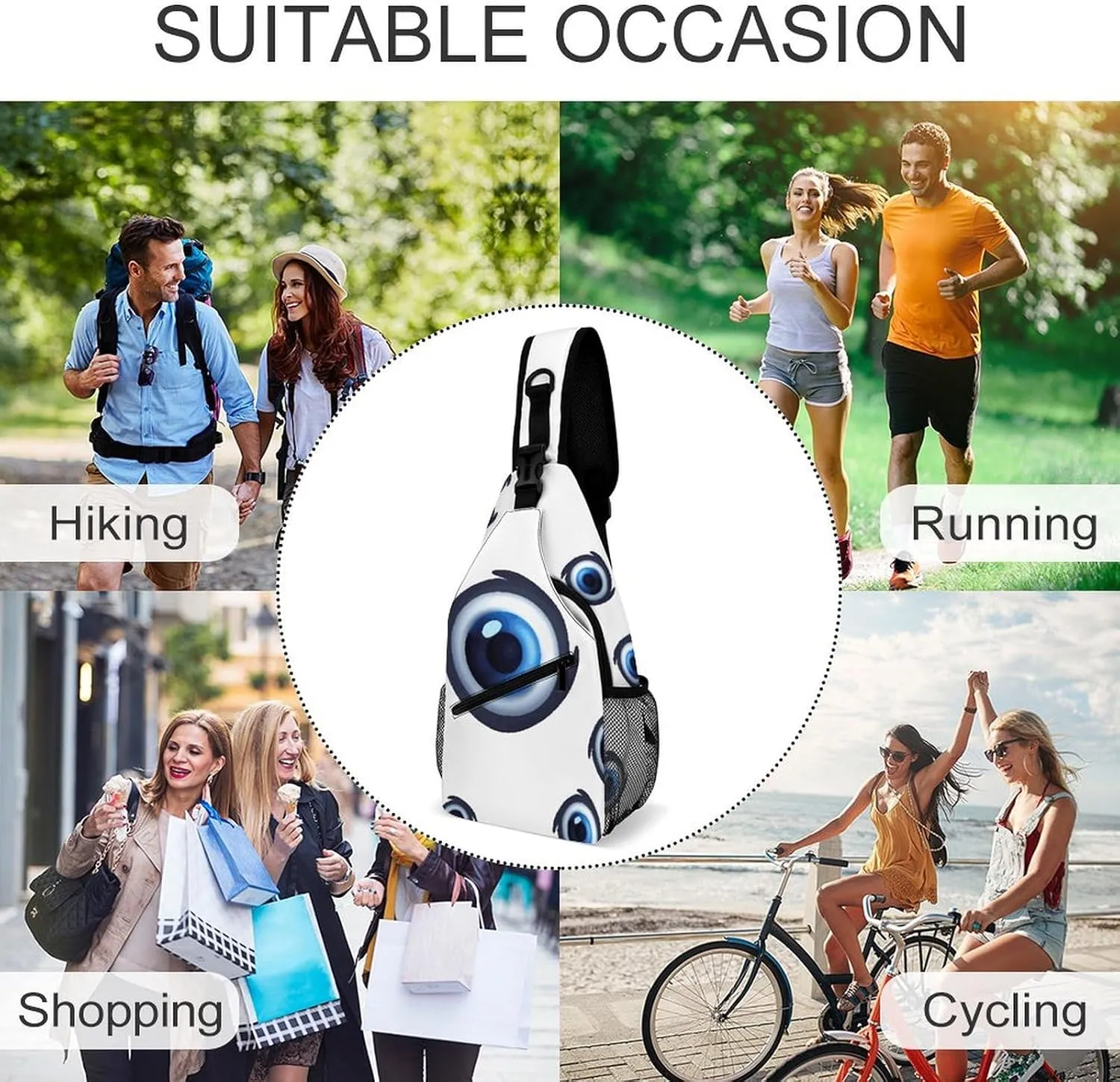 Evil Eyes Sling Bag Crossbody Bags Cross Body Bag Fanny Packs Chest Bags Sling Purses for Travel