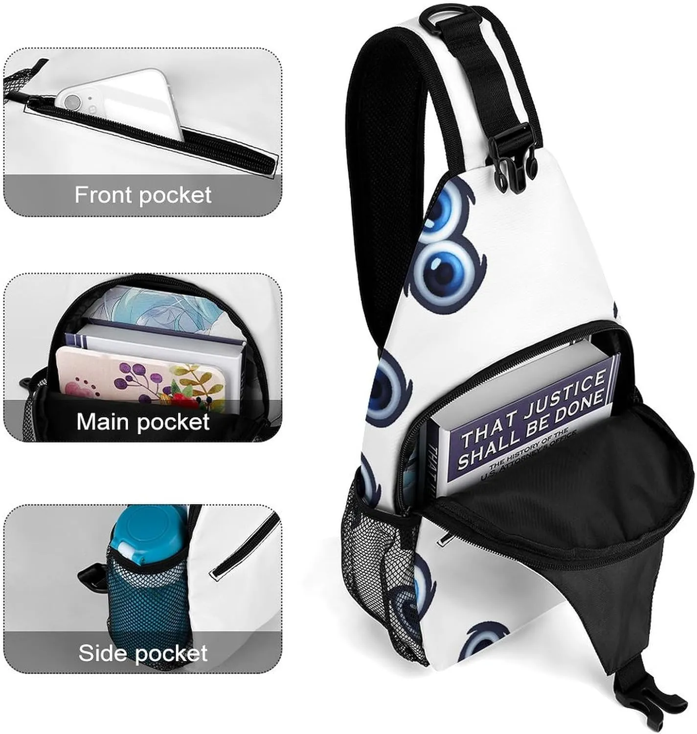 Evil Eyes Sling Bag Crossbody Bags Cross Body Bag Fanny Packs Chest Bags Sling Purses for Travel