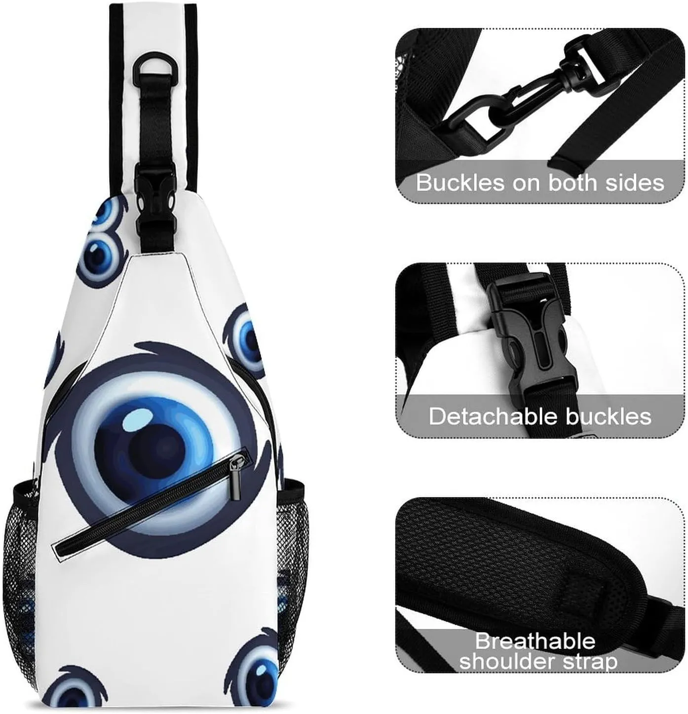 Evil Eyes Sling Bag Crossbody Bags Cross Body Bag Fanny Packs Chest Bags Sling Purses for Travel