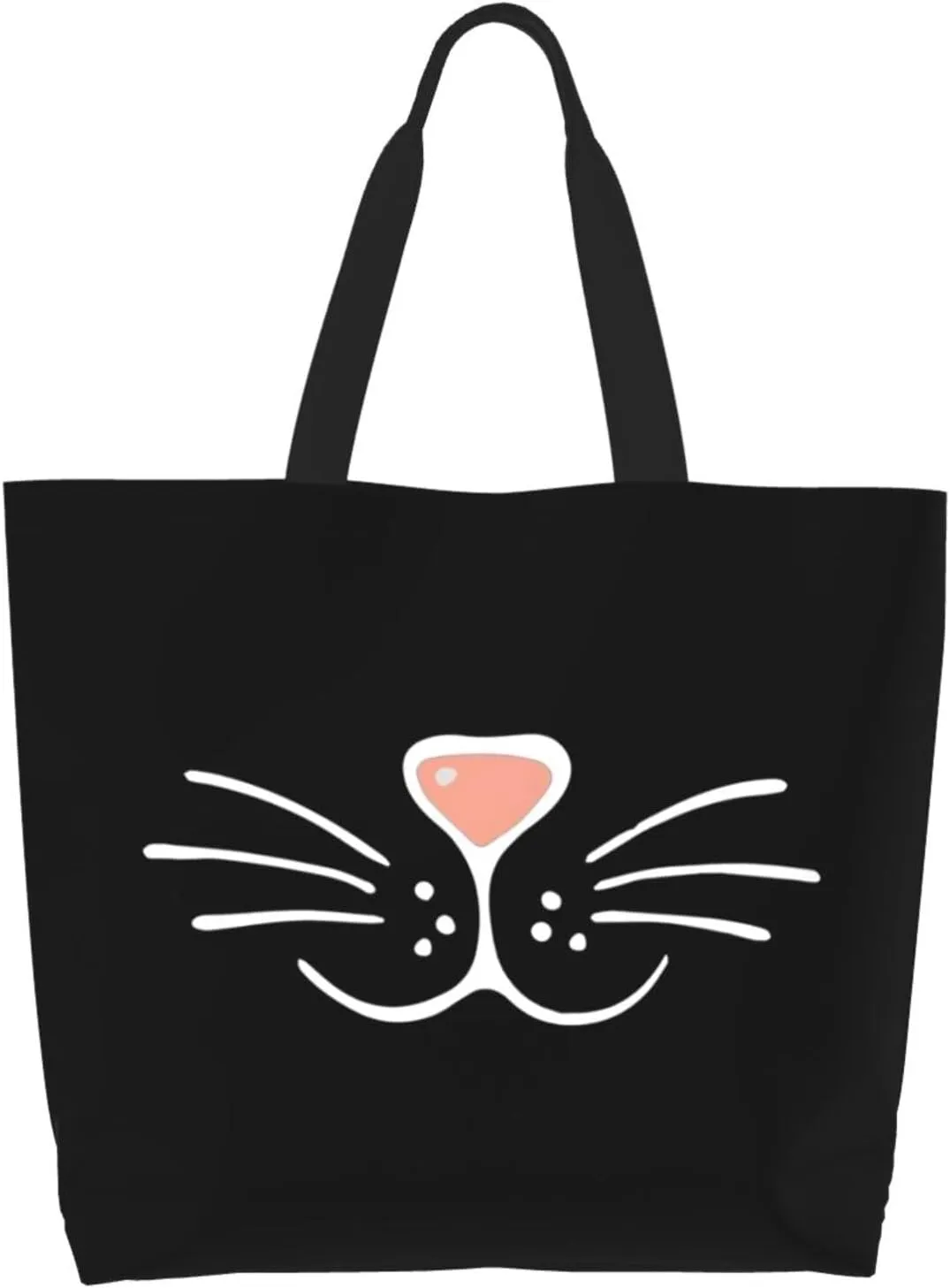 Face Mask Cat Nose Women'S Lightweight Canvas Handbag Waterproof Reusable Shopping Bag