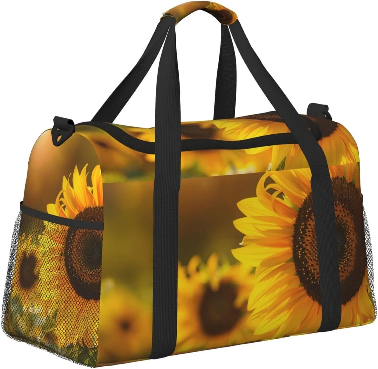 Fall Sunflowers Big Capacity Sports Gym Bag Portable Travel Duffle Bag, Autumn Floral Lightweight Weekender Workout Bag for Overnight, Unisex