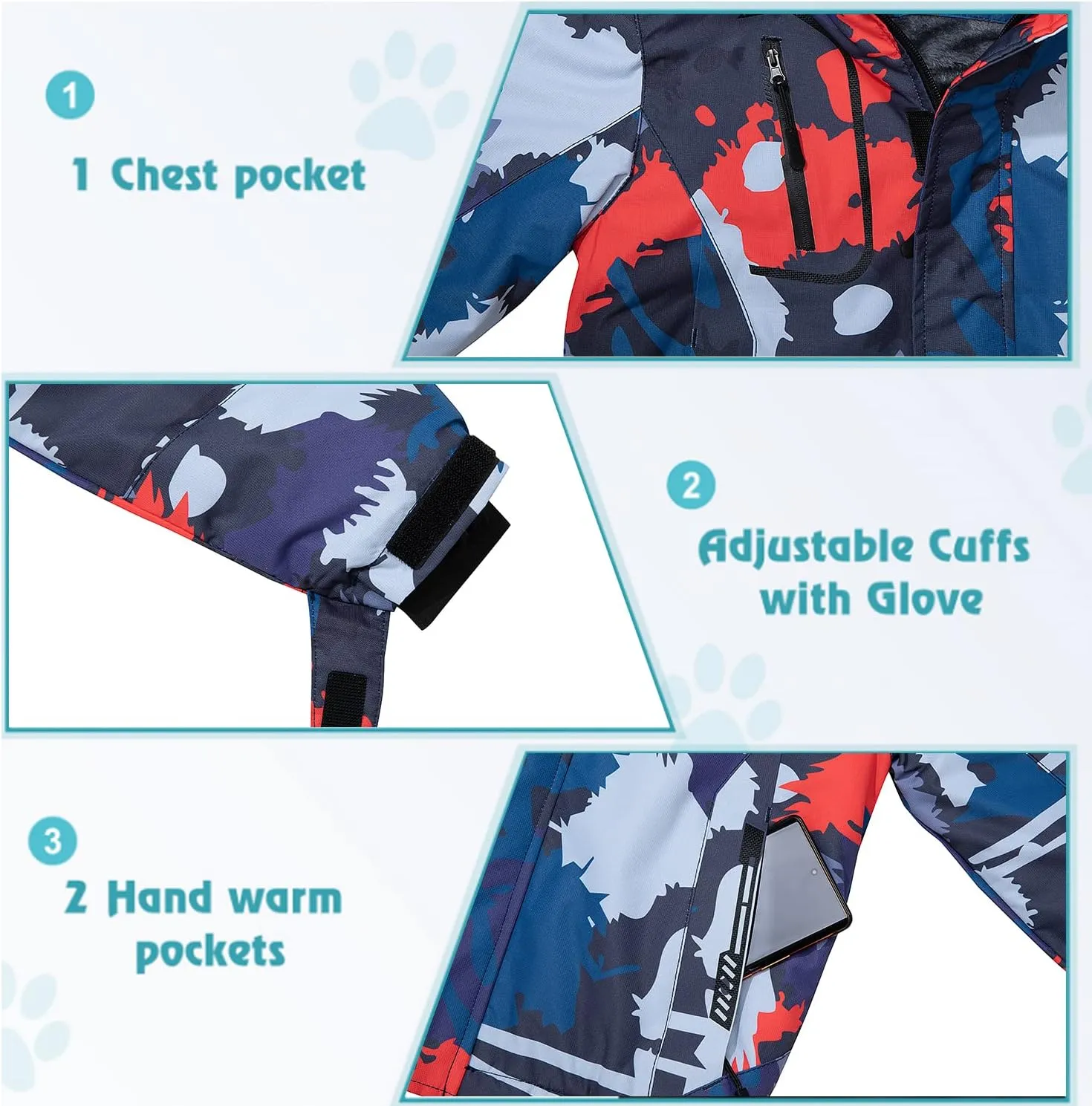 FARVALUE Boys Waterproof Ski Jacket Windproof Winter Coat Warm Snow Coat Outdoor Raincoats with Removable Hood