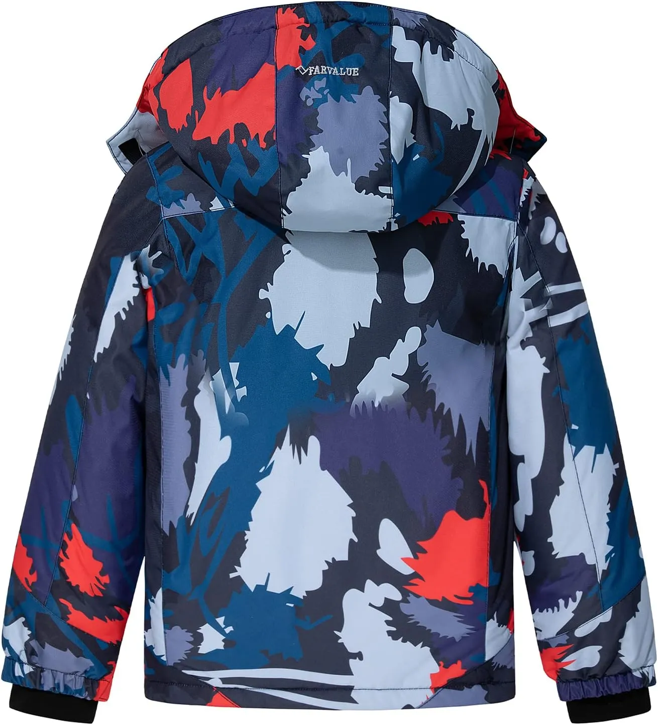 FARVALUE Boys Waterproof Ski Jacket Windproof Winter Coat Warm Snow Coat Outdoor Raincoats with Removable Hood