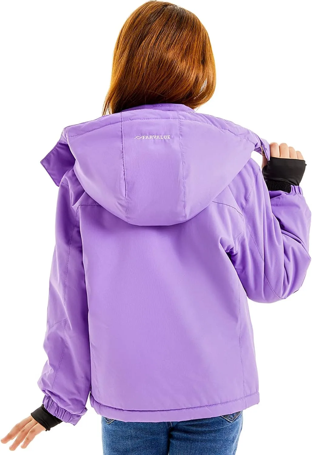 FARVALUE Girls Waterproof Skiing Jacket Windproof Winter Coat Warm Snow Coat with Removable Hood