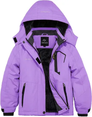 FARVALUE Girls Waterproof Skiing Jacket Windproof Winter Coat Warm Snow Coat with Removable Hood
