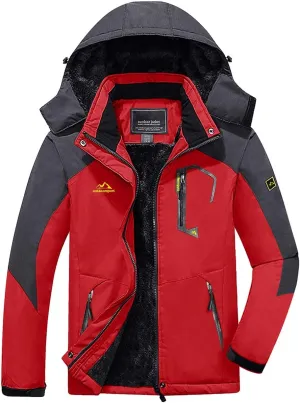 FASKUNOIE Men's Winter Coats Windproof Warm Fleece Ski Snowboarding Jackets Parka with Zipper Pockets