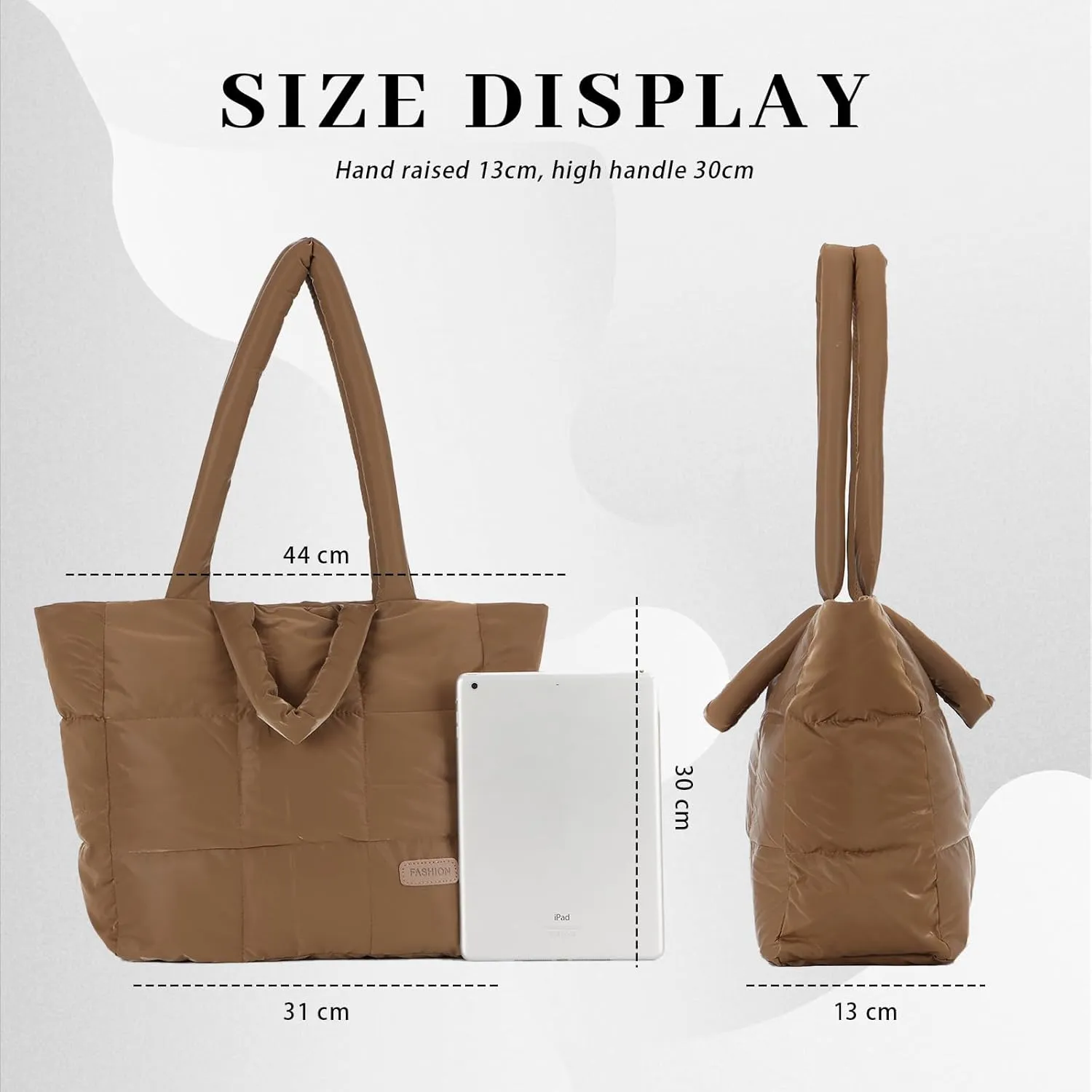 Fecialy Quilted Tote for Women - Large Puffer Shoulder Bag, Puffy Nylon Satchel Travel Handbag