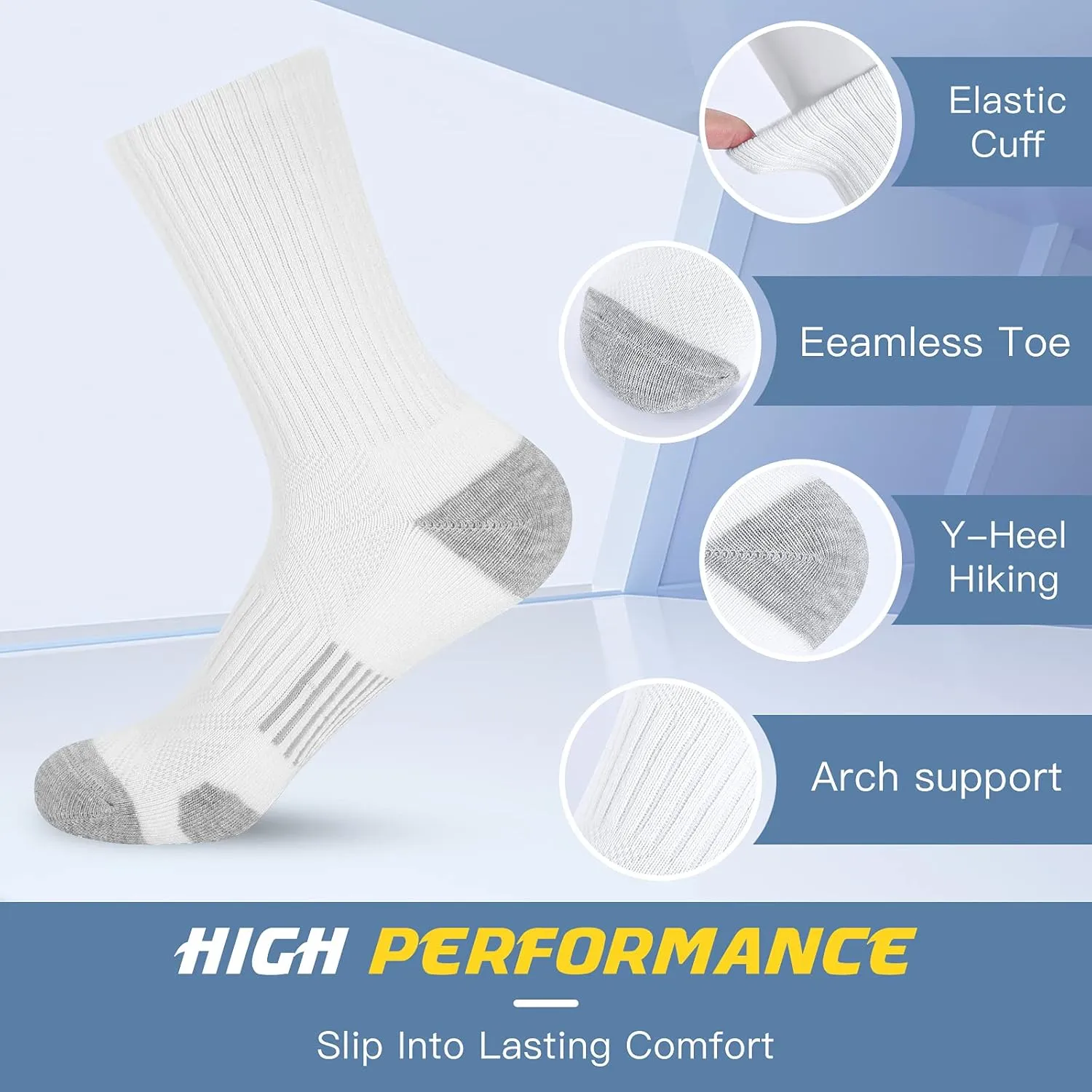 Felicigeely Running Crew Socks Cushion Breathable Athletic