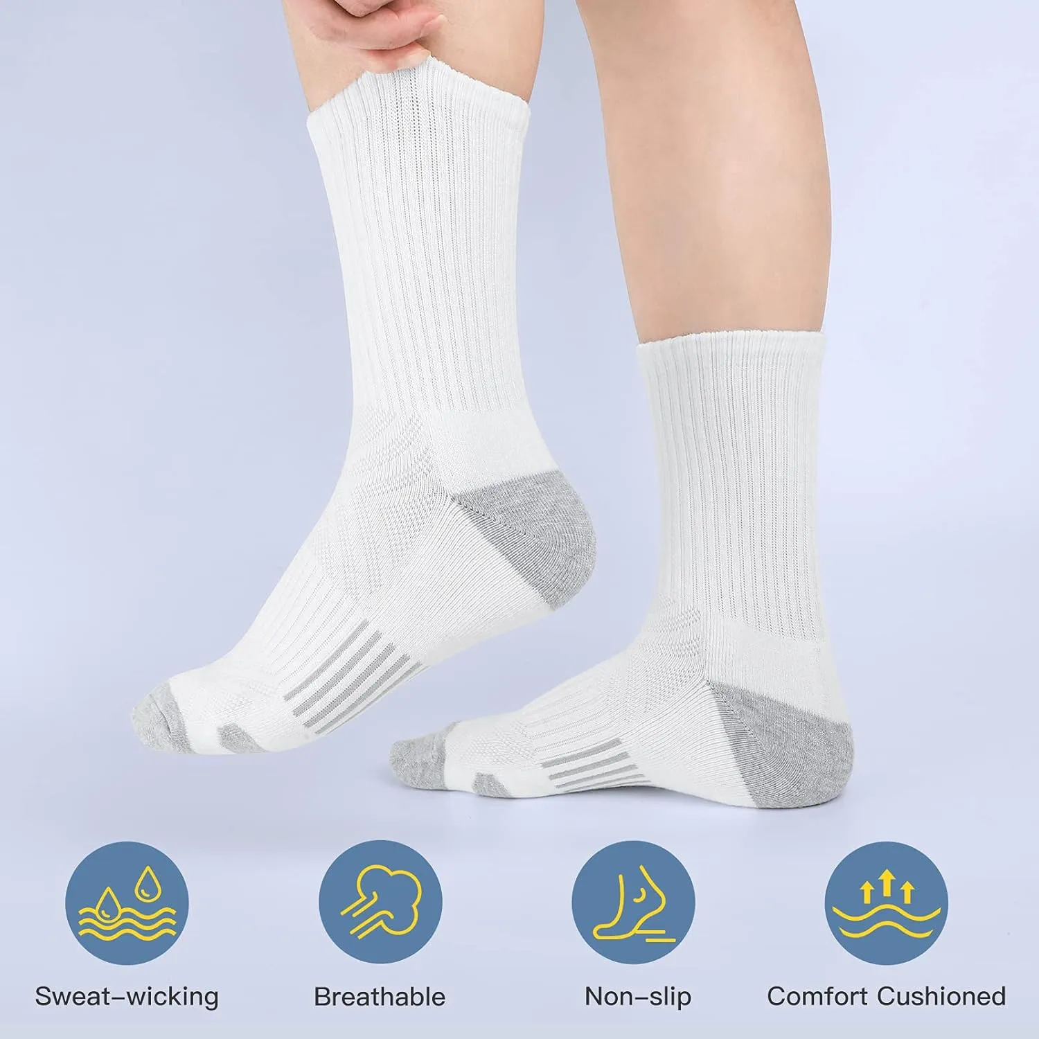 Felicigeely Running Crew Socks Cushion Breathable Athletic