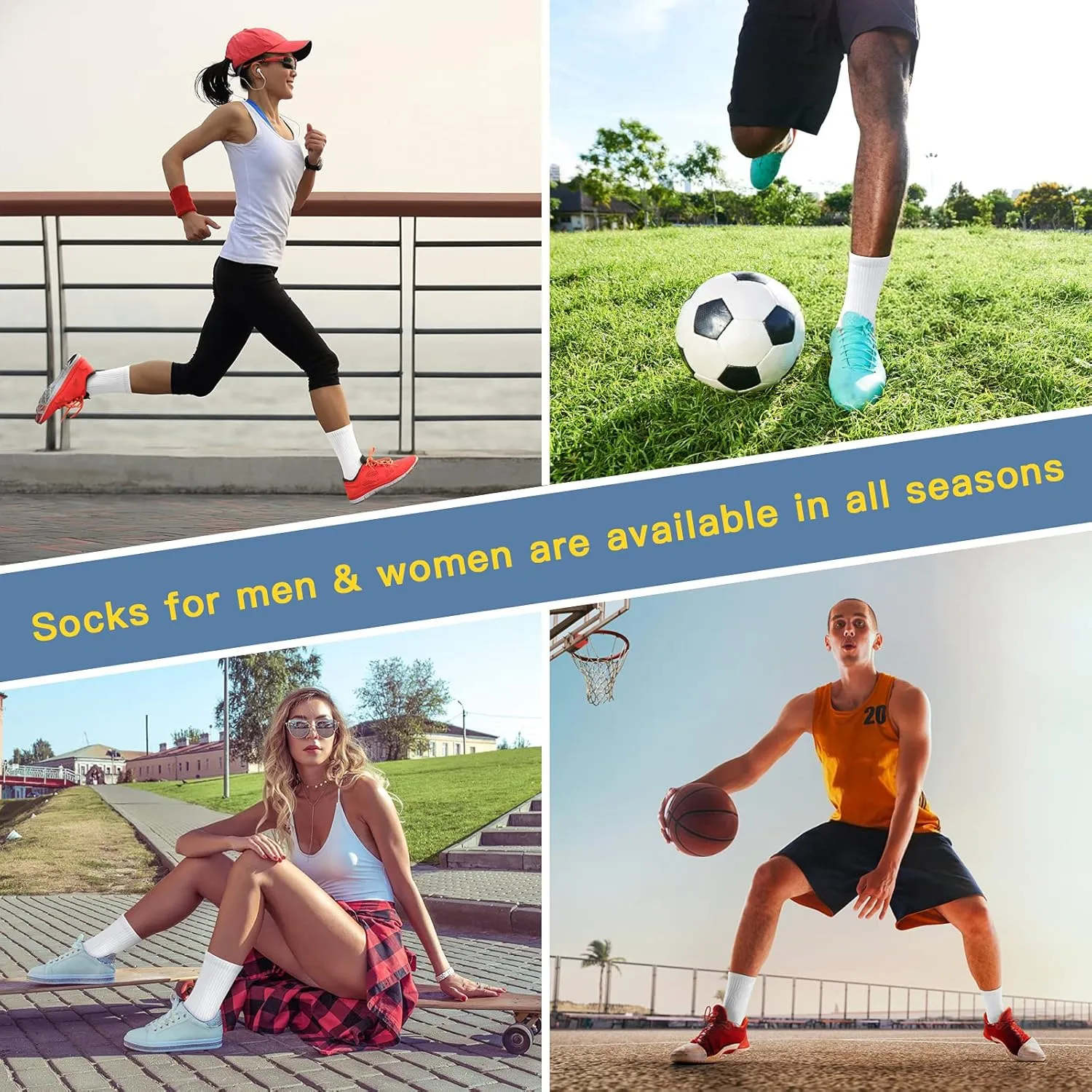 Felicigeely Running Crew Socks Cushion Breathable Athletic