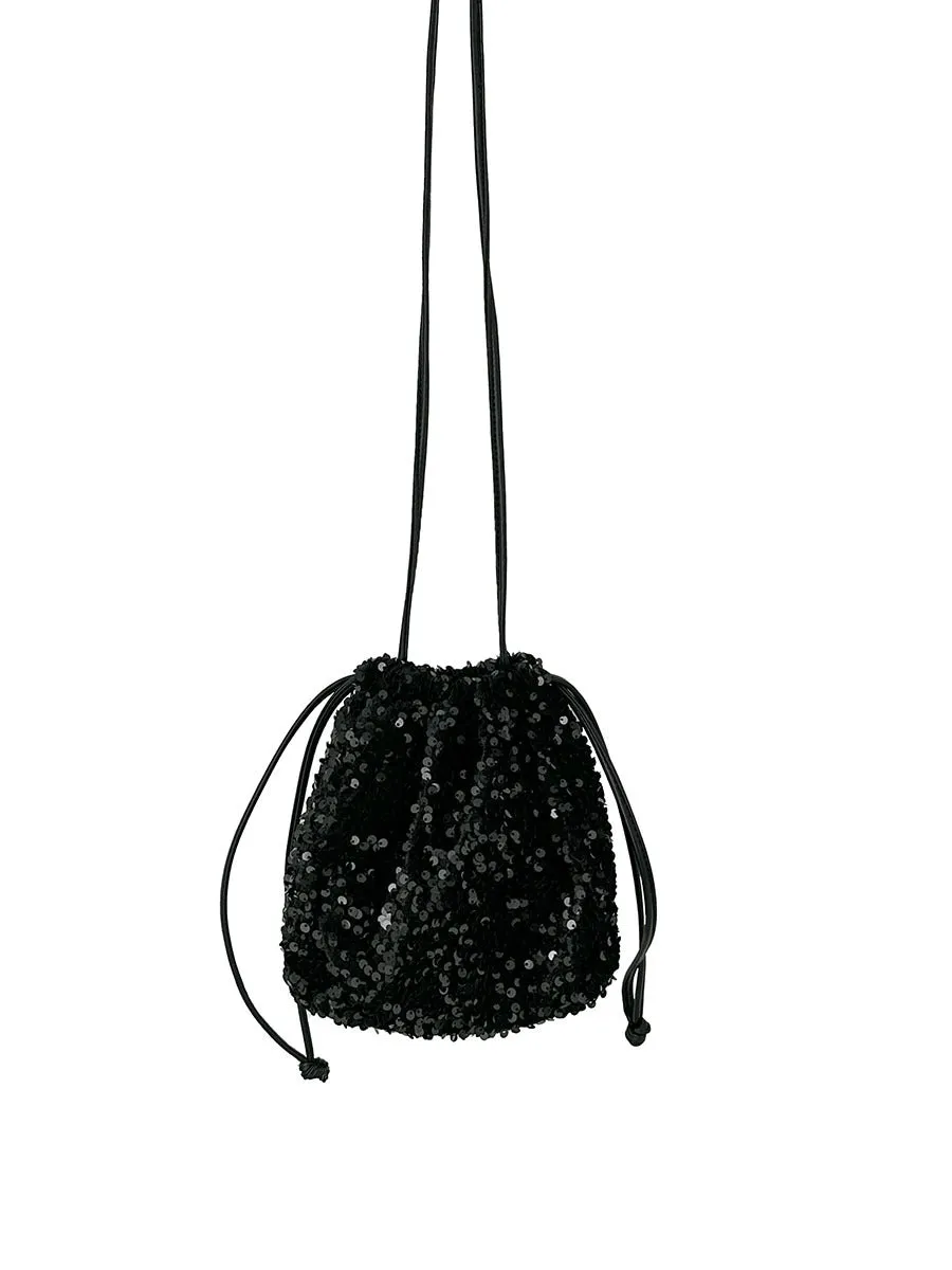 Female Drawstring Pleated Design Soft Portable Crossbody Bags