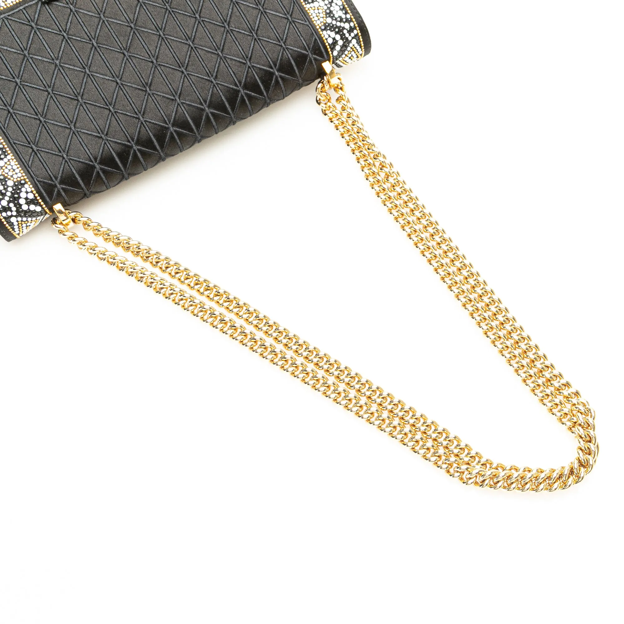 Ferragamo Medium Vara Embellished Satin Ginny Chain Crossbody