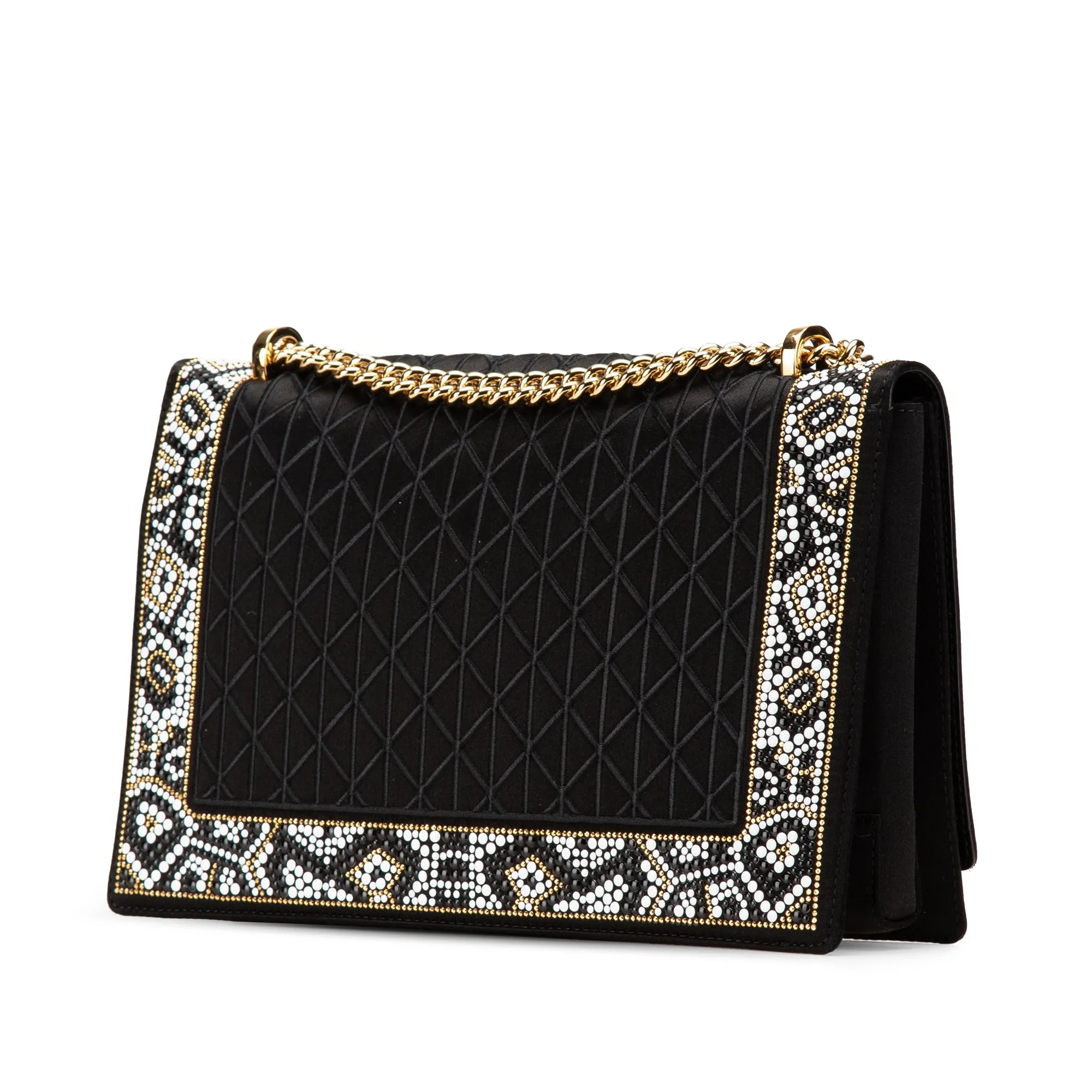 Ferragamo Medium Vara Embellished Satin Ginny Chain Crossbody