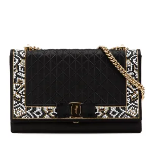 Ferragamo Medium Vara Embellished Satin Ginny Chain Crossbody