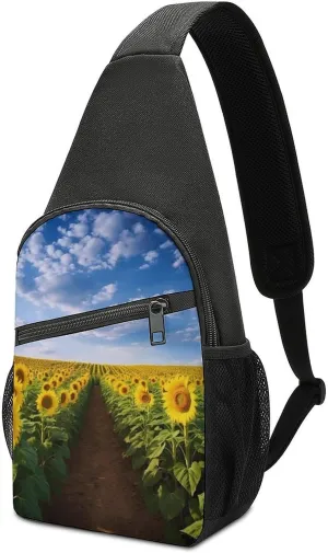 Field of Blooming Sunflowers Sling Bag Casual Chest Bag Crossbody Shoulder Backpack Sport Travel Hiking Daypack for Women Men