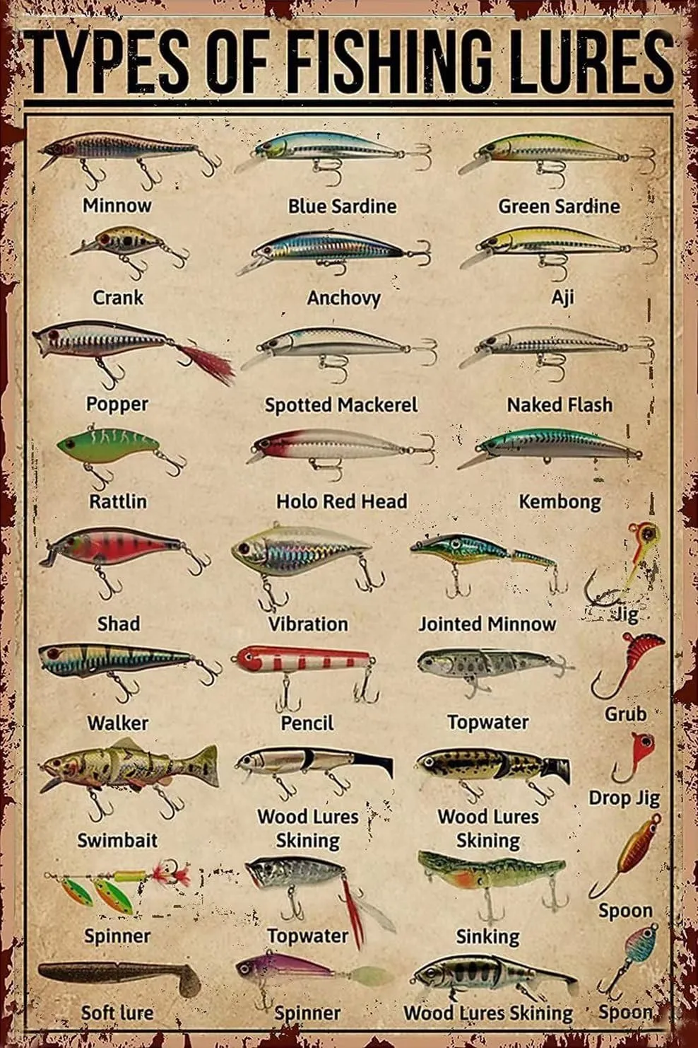 Fishing 120 Pieces Wooden Jigsaw Puzzles for Adults- Types of Fishing Lures Knowledge Suitable for All Puzzle Toy Enthusiasts, Educational Educational Art Collectibles
