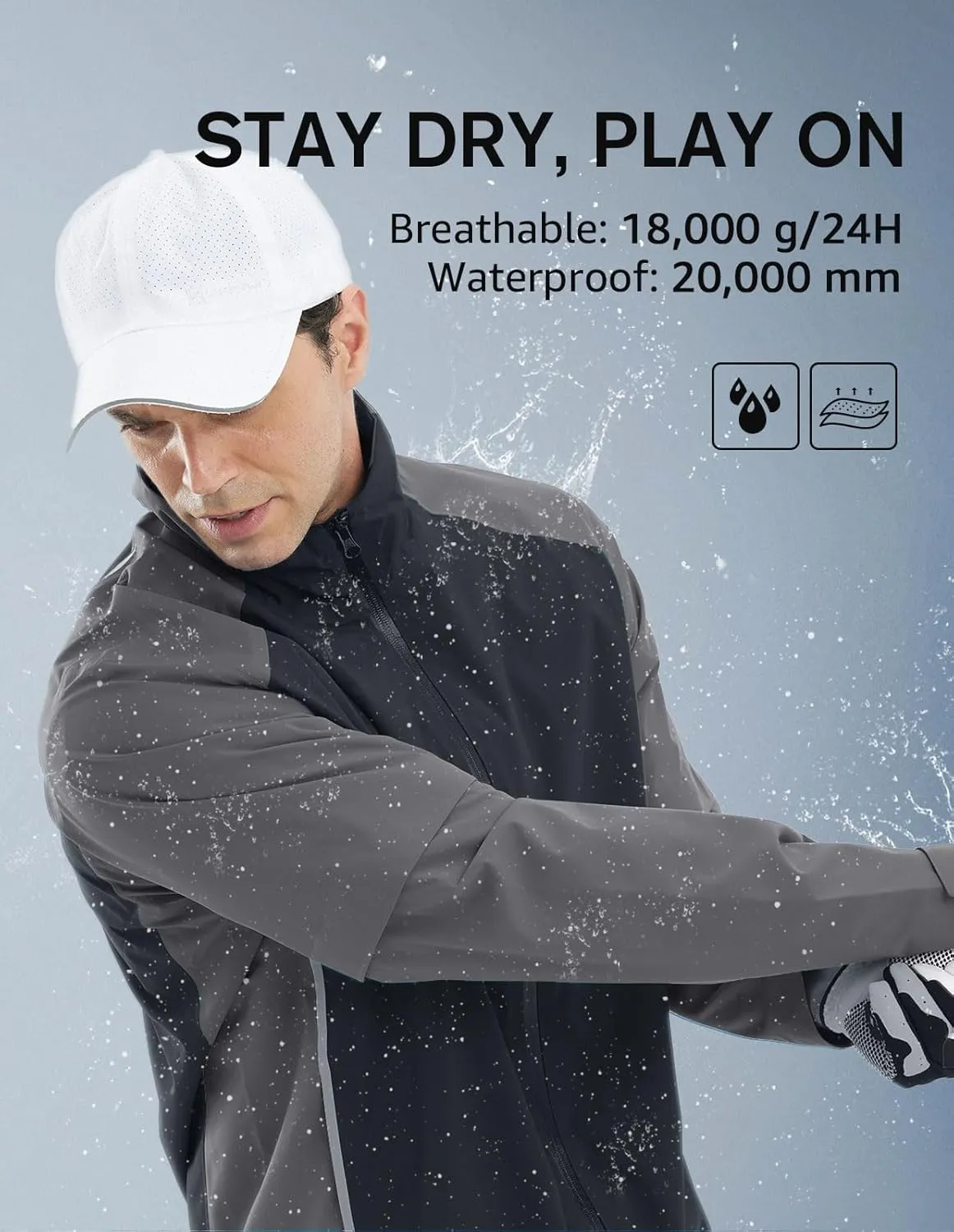 fit space Waterproof Golf Rain Jacket for Men 20K Performance Lightweight Rain Jackets for All Sports