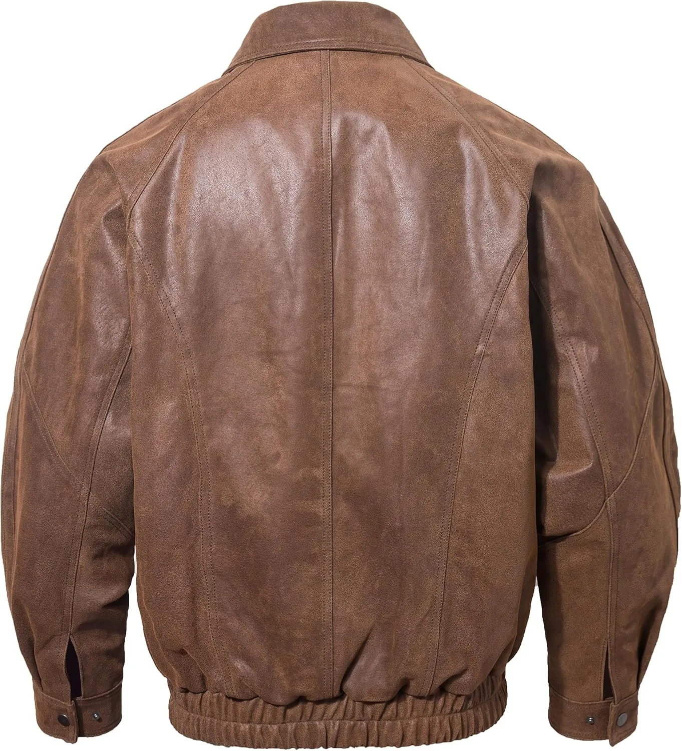 FLAVOR Men Casual Leather Bomber Jacket Classic Aviator Flight Jacket Black