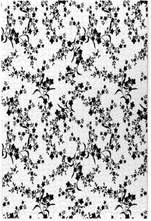 Floral Pattern,Portable Wooden Jigsaw Puzzle for Adults,Victorian Style Flower,Birthday Gift for Family and Friends,Black White Plastic Box Storage 1000PCS