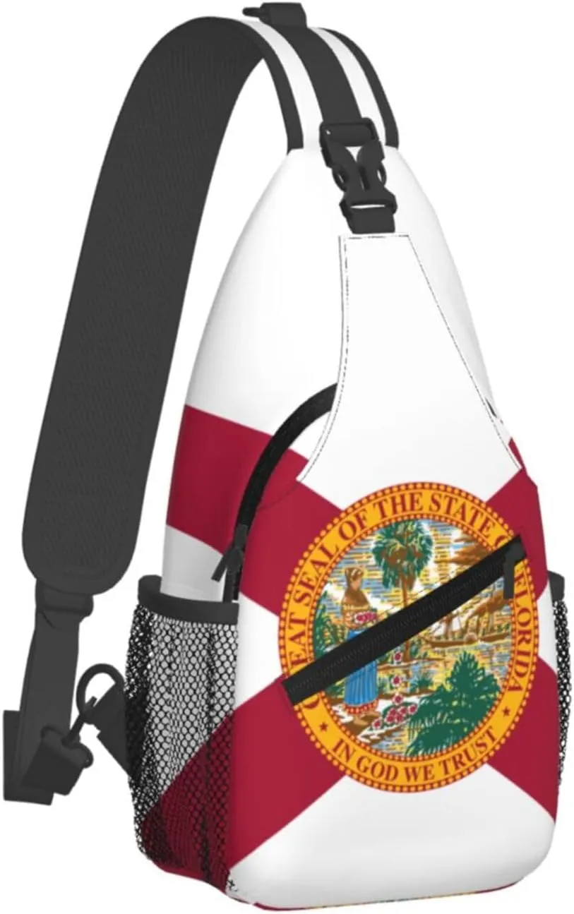 Florida Crossbody Sling Bag For Women Men State Of Florida Flag Chest Bag Shoulder Bag Sling Backpack Casual Travel Hiking Daypack