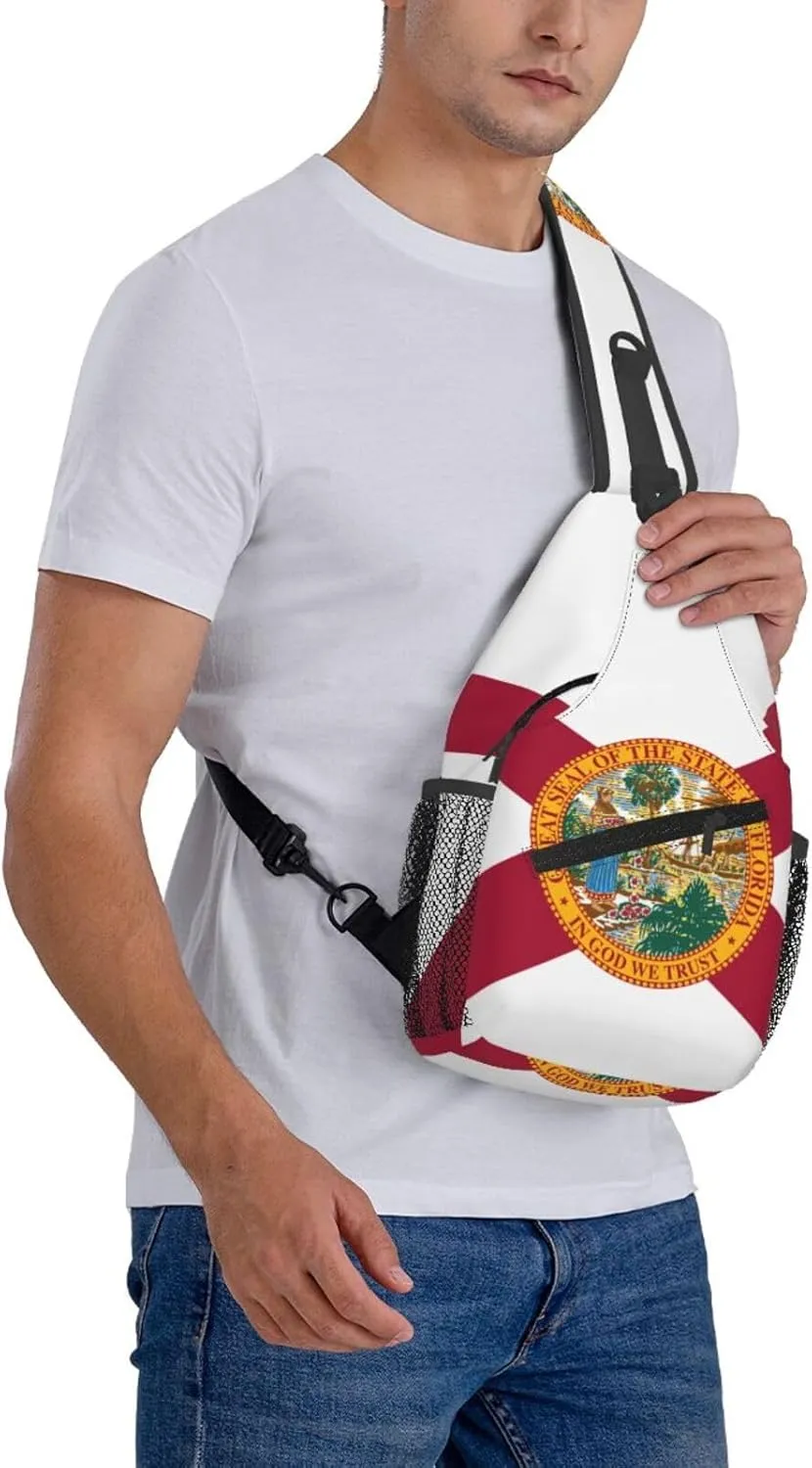 Florida Crossbody Sling Bag For Women Men State Of Florida Flag Chest Bag Shoulder Bag Sling Backpack Casual Travel Hiking Daypack
