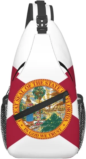 Florida Crossbody Sling Bag For Women Men State Of Florida Flag Chest Bag Shoulder Bag Sling Backpack Casual Travel Hiking Daypack