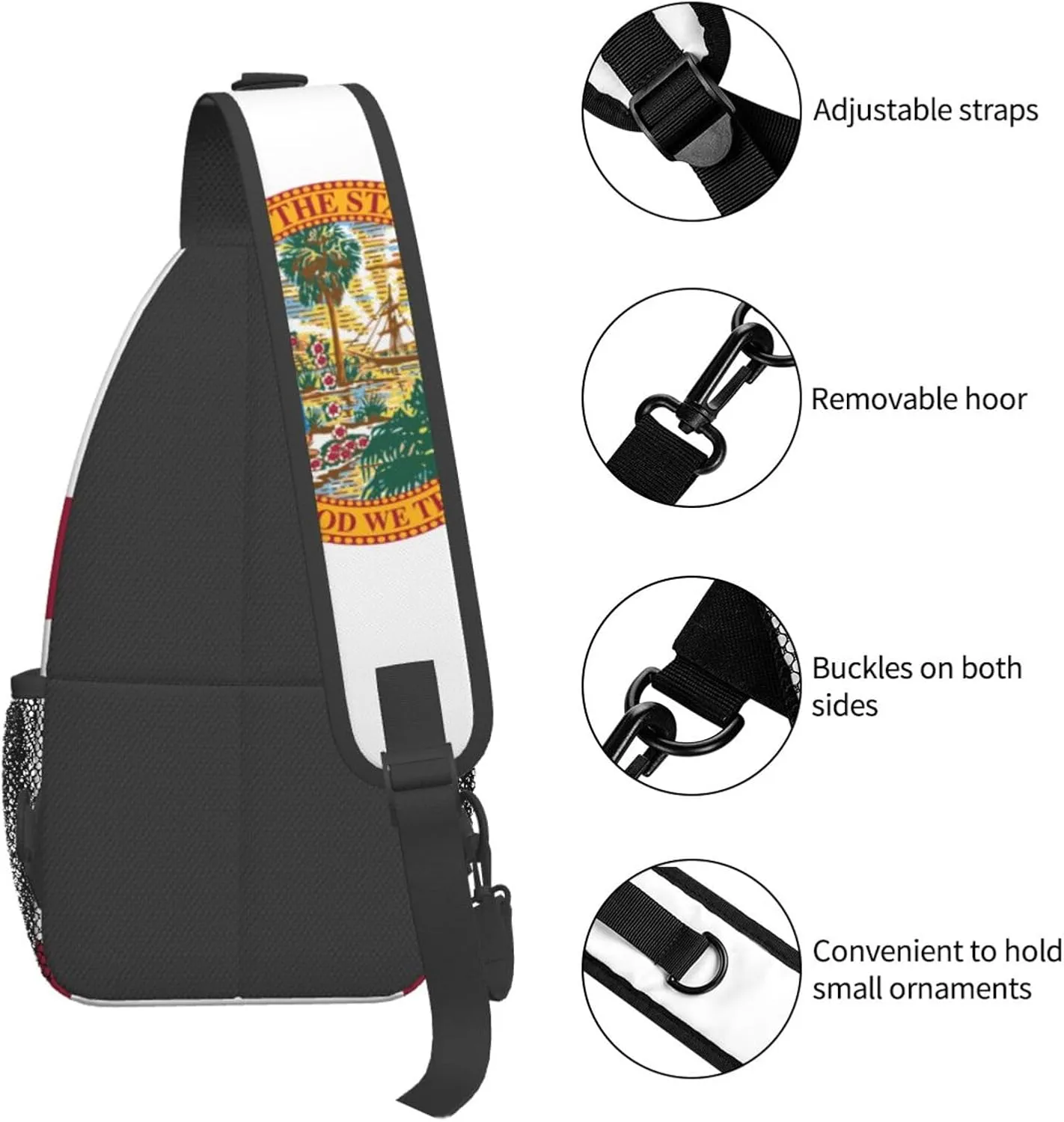 Florida Crossbody Sling Bag For Women Men State Of Florida Flag Chest Bag Shoulder Bag Sling Backpack Casual Travel Hiking Daypack