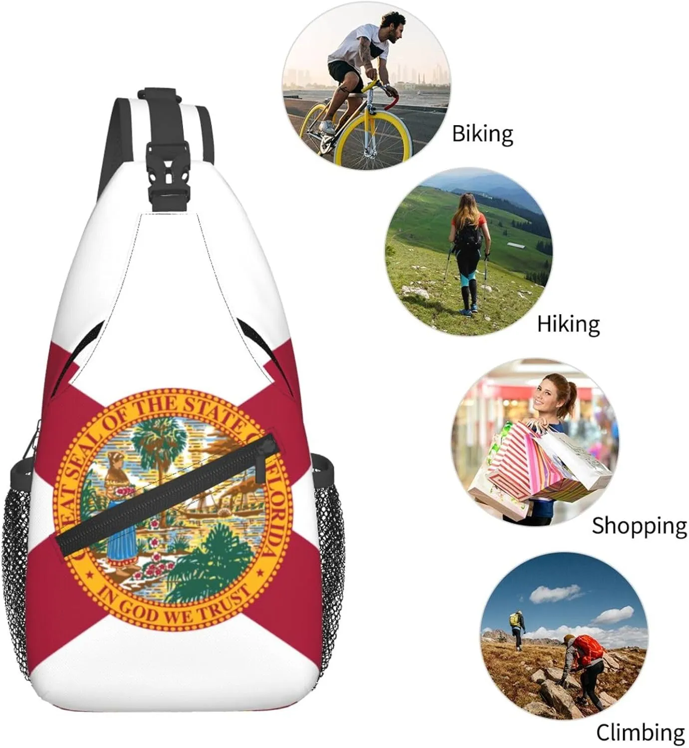 Florida Crossbody Sling Bag For Women Men State Of Florida Flag Chest Bag Shoulder Bag Sling Backpack Casual Travel Hiking Daypack