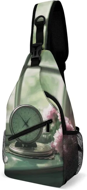 Flowers And Thermometer Sling Bag Crossbody Chest Bag Casual Shoulder Backpack Sport Travel Hiking Daypack for Women Men, 38x20cm, Style