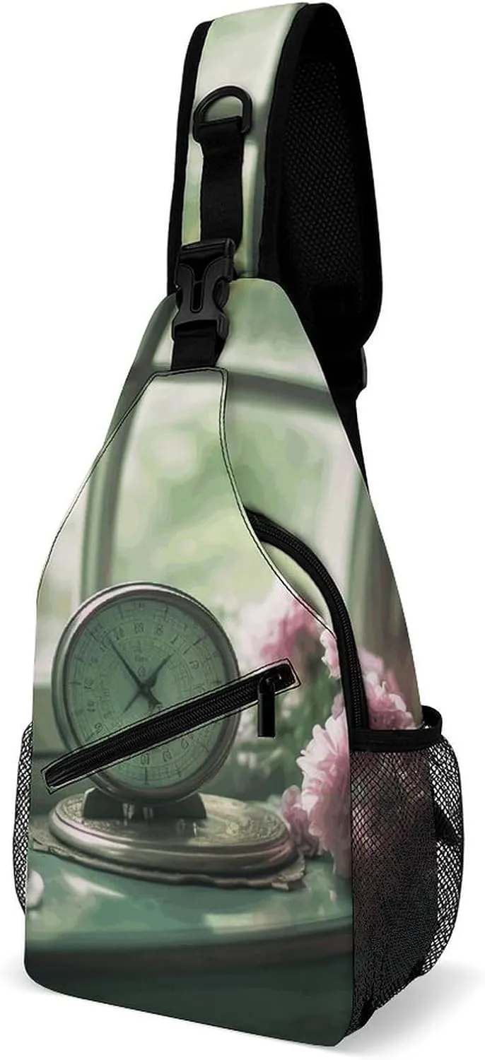 Flowers And Thermometer Sling Bag Crossbody Chest Bag Casual Shoulder Backpack Sport Travel Hiking Daypack for Women Men, 38x20cm, Style